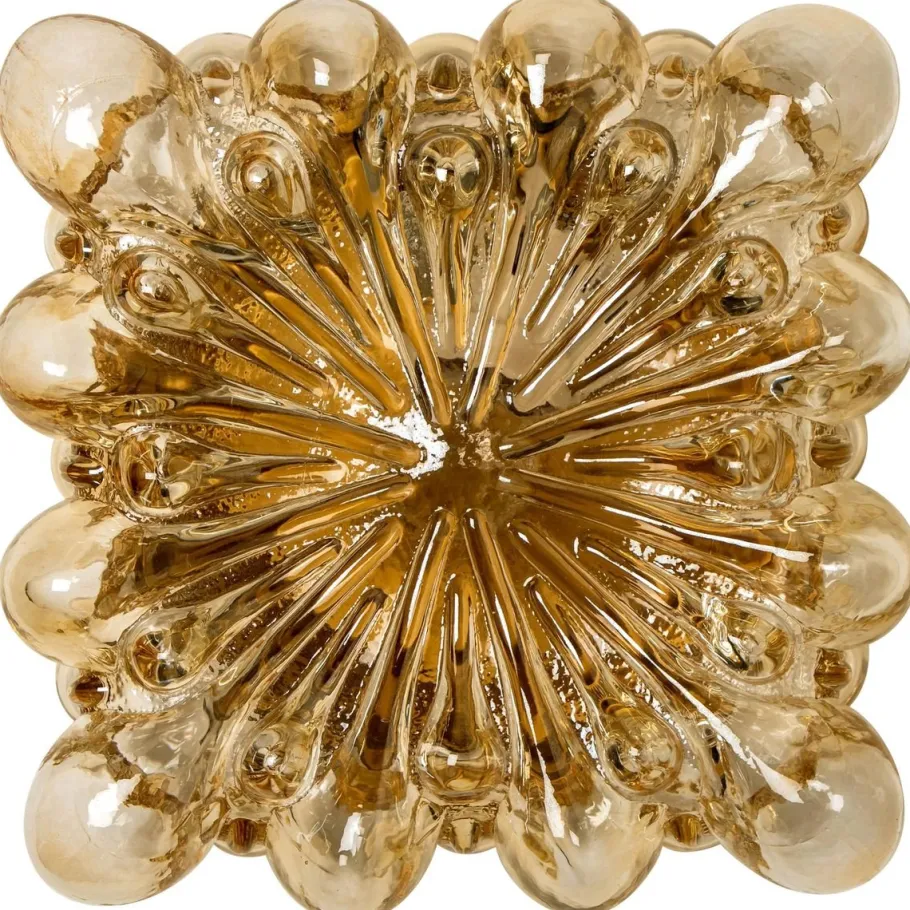 New Pamono Square Amber Bubble Sconce by Helena Tynell from Limburg, 1960s