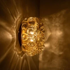 New Pamono Square Amber Bubble Sconce by Helena Tynell from Limburg, 1960s