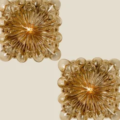 New Pamono Square Amber Bubble Sconce by Helena Tynell from Limburg, 1960s