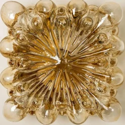 New Pamono Square Amber Bubble Sconce by Helena Tynell from Limburg, 1960s