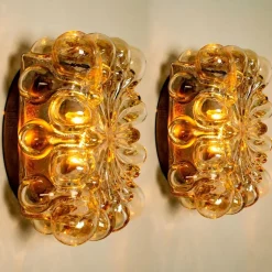 New Pamono Square Amber Bubble Sconce by Helena Tynell from Limburg, 1960s