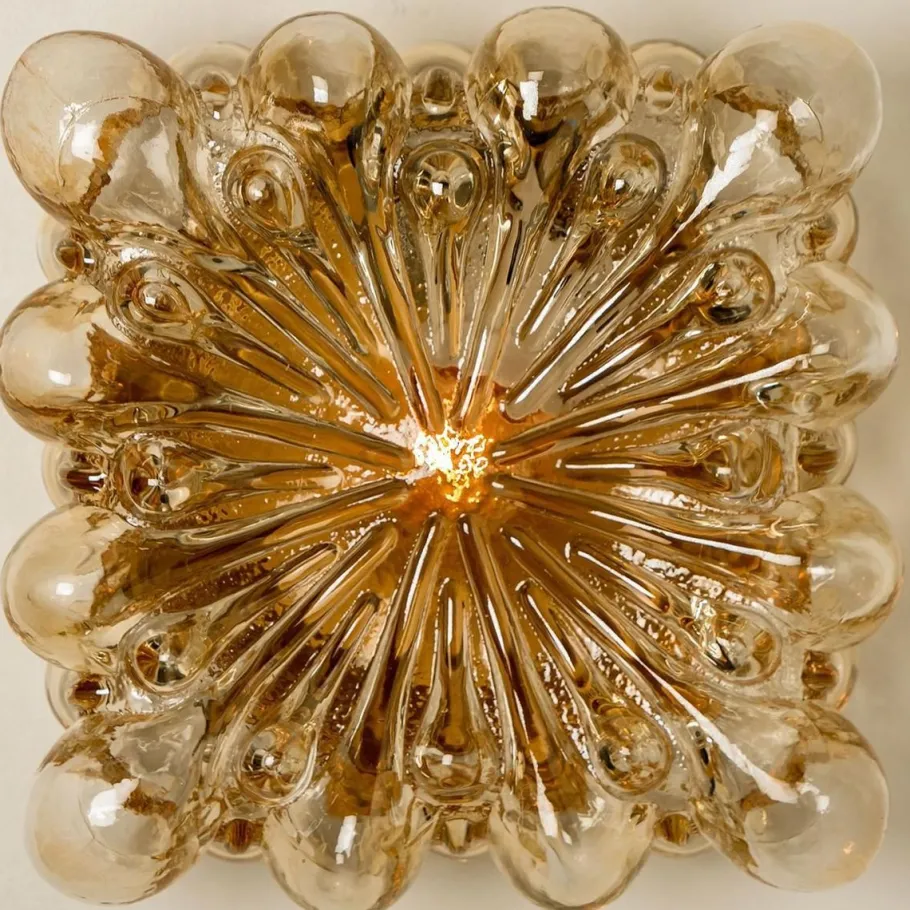 New Pamono Square Amber Bubble Sconce by Helena Tynell from Limburg, 1960s