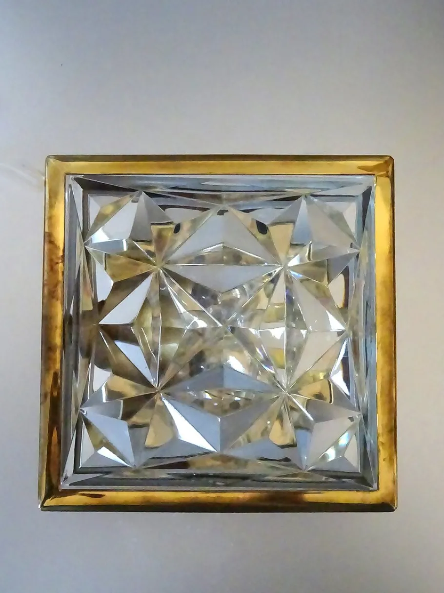 Discount Pamono Square Brass and Glass Sconce, 1970s