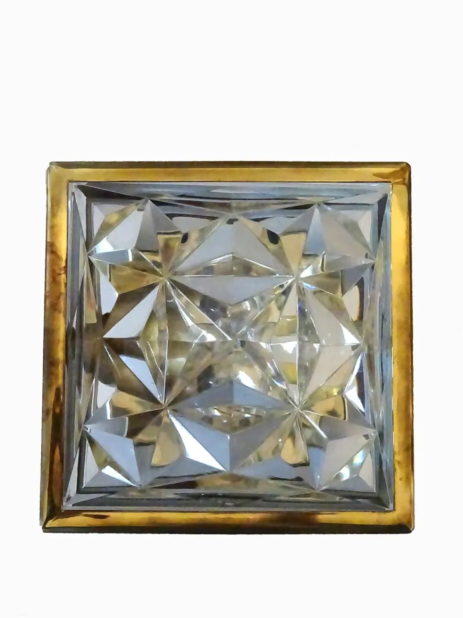 Discount Pamono Square Brass and Glass Sconce, 1970s