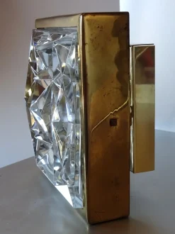Discount Pamono Square Brass and Glass Sconce, 1970s
