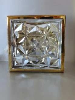 Discount Pamono Square Brass and Glass Sconce, 1970s