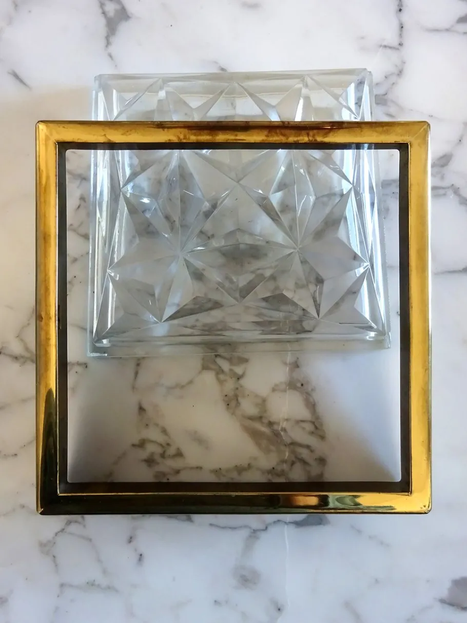 Discount Pamono Square Brass and Glass Sconce, 1970s