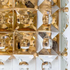 Discount Pamono Square Crystal Glass and Brass Flush Mount from Kinkeldey, Germany, 1970s