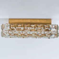 Discount Pamono Square Crystal Glass and Brass Flush Mount from Kinkeldey, Germany, 1970s