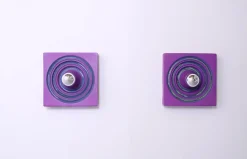 New Pamono Square Purple Ceramic Wall Lights from Kaiser Leuchten, 1970s, Set of 2