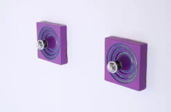 New Pamono Square Purple Ceramic Wall Lights from Kaiser Leuchten, 1970s, Set of 2