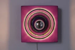 New Pamono Square Purple Ceramic Wall Lights from Kaiser Leuchten, 1970s, Set of 2