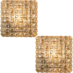Sale Pamono Square Textured Glass Wall Light, Germany, 1960s