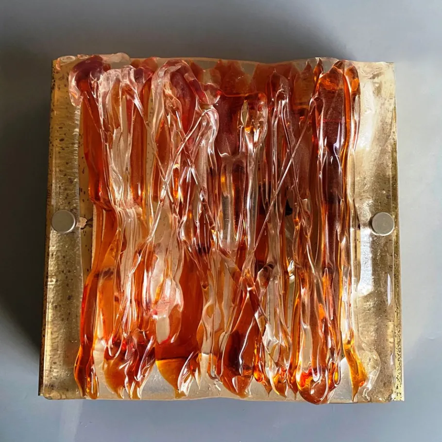 New Pamono Square Wall Light in Murano Glass from Mazzega, 1970s