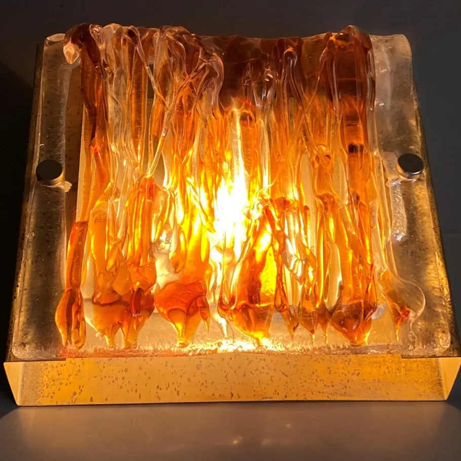 New Pamono Square Wall Light in Murano Glass from Mazzega, 1970s