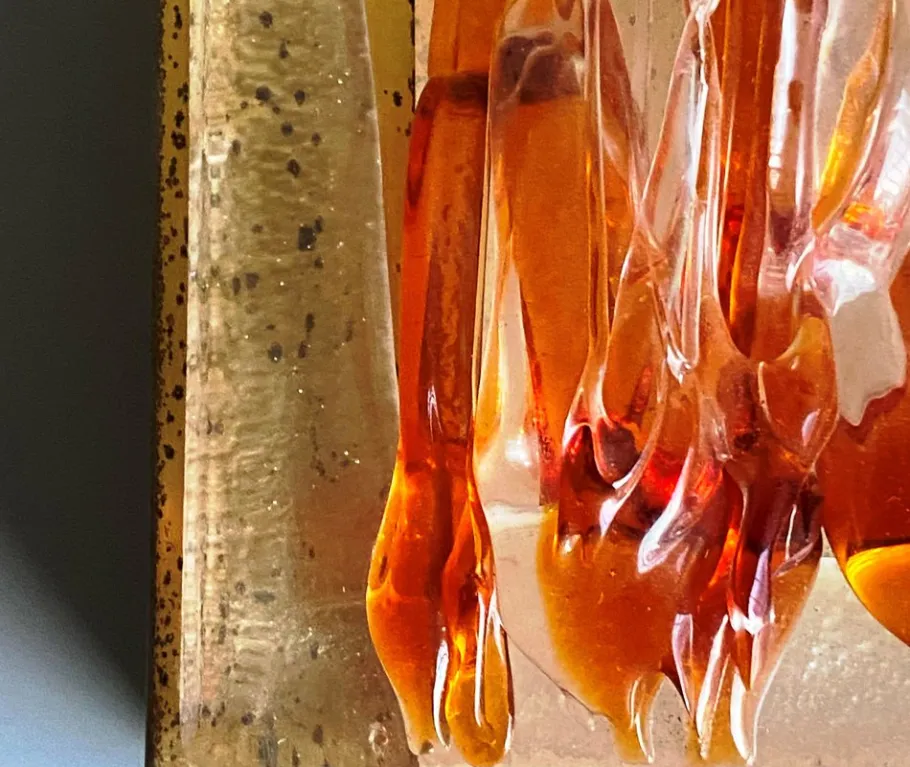 New Pamono Square Wall Light in Murano Glass from Mazzega, 1970s