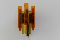 Clearance Pamono Stacked Glass and Brass Wall Sconce by Svend Aage Holm Sørensen, 1960s