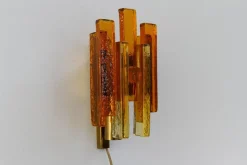 Clearance Pamono Stacked Glass and Brass Wall Sconce by Svend Aage Holm Sørensen, 1960s
