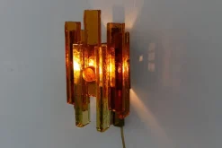 Clearance Pamono Stacked Glass and Brass Wall Sconce by Svend Aage Holm Sørensen, 1960s
