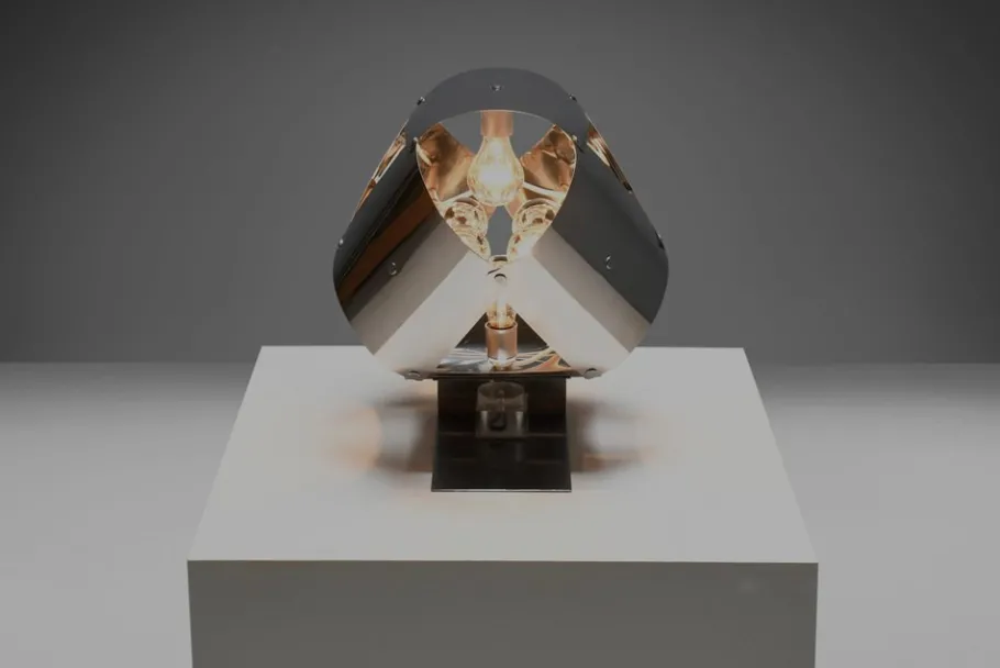 Pamono Stainless Steel Table Lamp by Edera Radici for Sagim, 1970