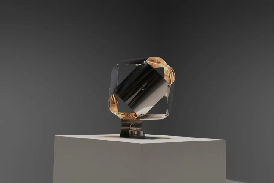 Pamono Stainless Steel Table Lamp by Edera Radici for Sagim, 1970