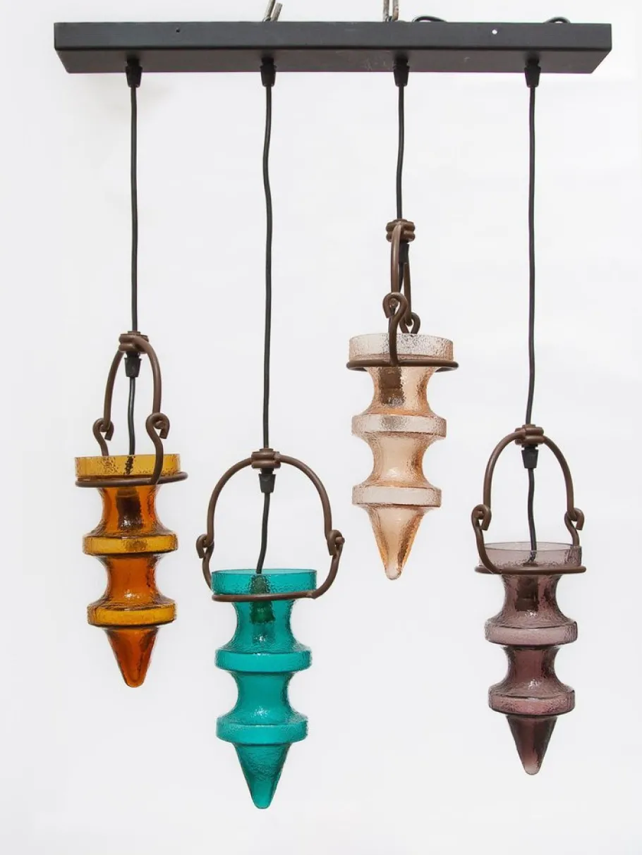 Hot Pamono Stalactites Cascade Lamp in Colored Glass attributed to Nanny Still for Raak, 1960s