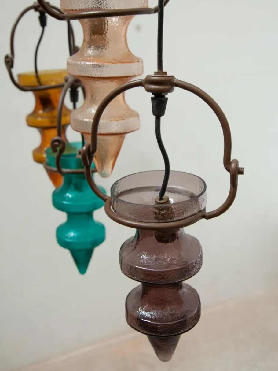 Hot Pamono Stalactites Cascade Lamp in Colored Glass attributed to Nanny Still for Raak, 1960s