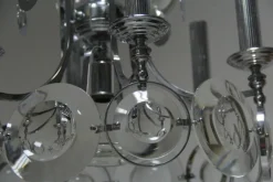 Discount Pamono Steel and Crystal Chandelier by Oscar Torlasco for Esperia