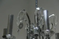 Discount Pamono Steel and Crystal Chandelier by Oscar Torlasco for Esperia