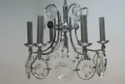 Discount Pamono Steel and Crystal Chandelier by Oscar Torlasco for Esperia