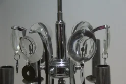 Discount Pamono Steel and Crystal Chandelier by Oscar Torlasco for Esperia