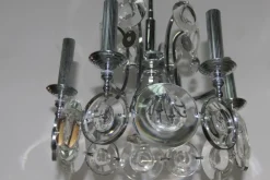 Discount Pamono Steel and Crystal Chandelier by Oscar Torlasco for Esperia