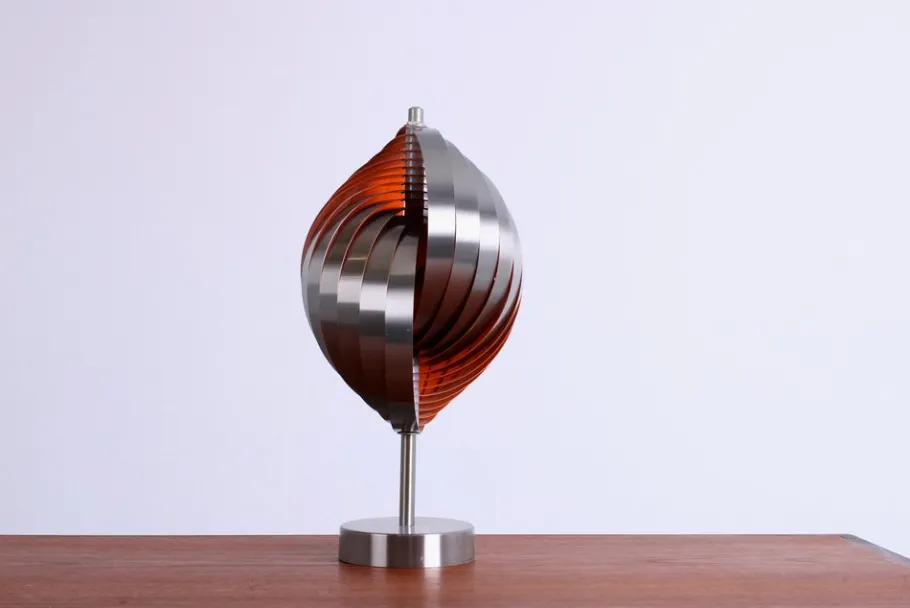 Best Pamono Steel Spiral Table Lamp by Henri Mathieu for Lyfa, 1970s