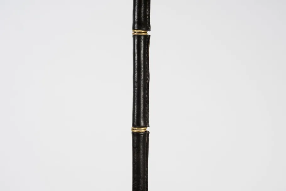 Best Pamono Stitched Leather Floor lamp by Jacques Adnet, 1950s