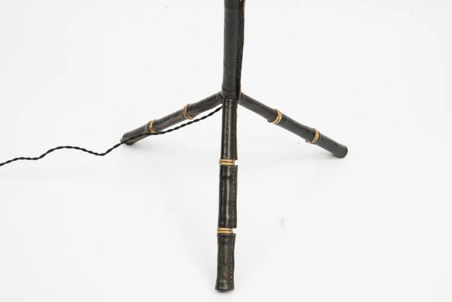 Best Pamono Stitched Leather Floor lamp by Jacques Adnet, 1950s