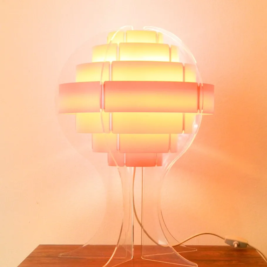 Sale Pamono Strips Table Lamp in Acrylic Glass by Preben Jacobsen & Flemming Brylle for Quality System, Denmark, 1970s