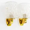 Hot Pamono Structured Glass Wall Lamps by Rupert Nikoll, Vienna, Austria, 1950s, Set of 2