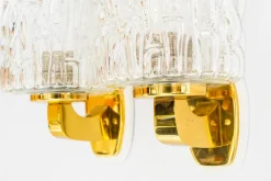 Hot Pamono Structured Glass Wall Lamps by Rupert Nikoll, Vienna, Austria, 1950s, Set of 2