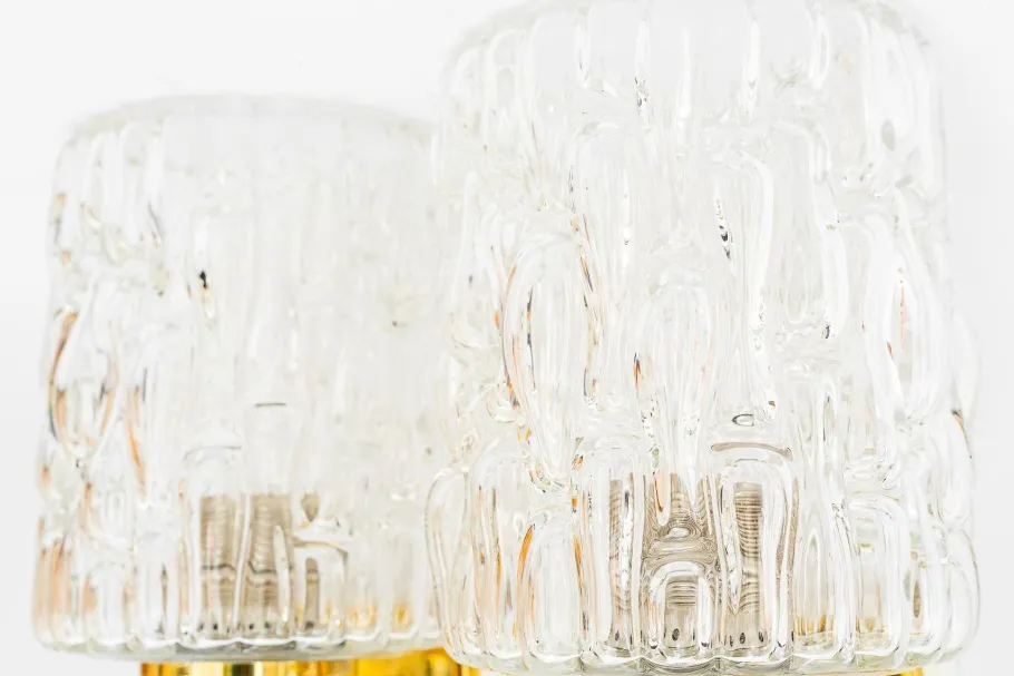 Hot Pamono Structured Glass Wall Lamps by Rupert Nikoll, Vienna, Austria, 1950s, Set of 2