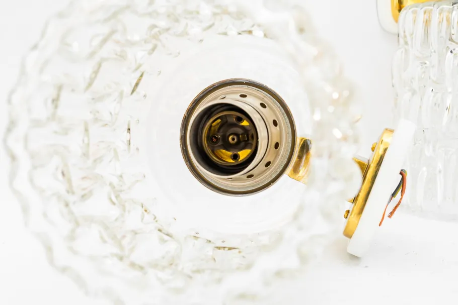 Hot Pamono Structured Glass Wall Lamps by Rupert Nikoll, Vienna, Austria, 1950s, Set of 2