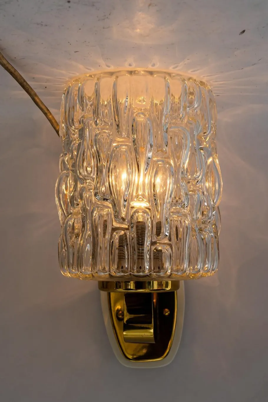 Hot Pamono Structured Glass Wall Lamps by Rupert Nikoll, Vienna, Austria, 1950s, Set of 2