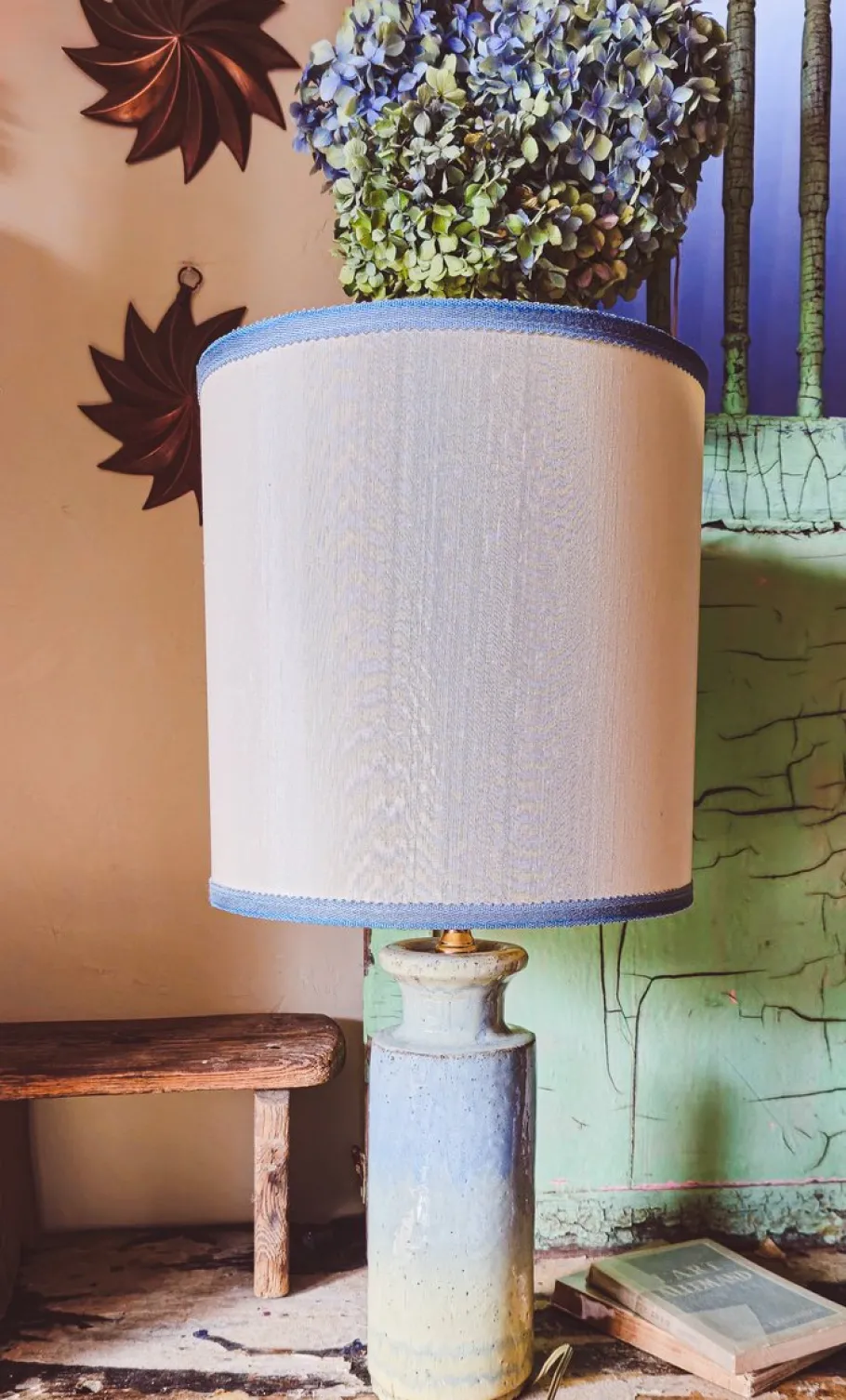 Discount Pamono Studio Pottery Table Lamp in Sea Green Blue, 1980s