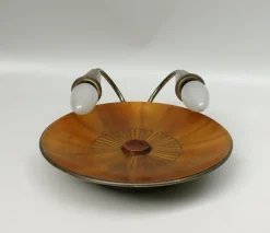 New Pamono Sunburst Wall Light in Wood & Brass from Temde, 1950s