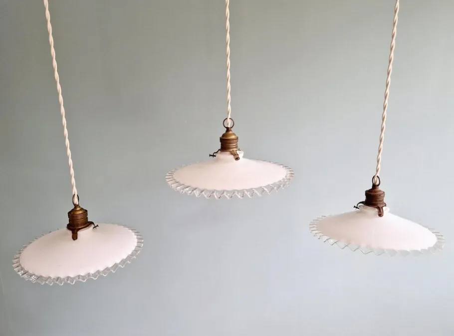 New Pamono Suspension Light in White White Opaline, 1930s