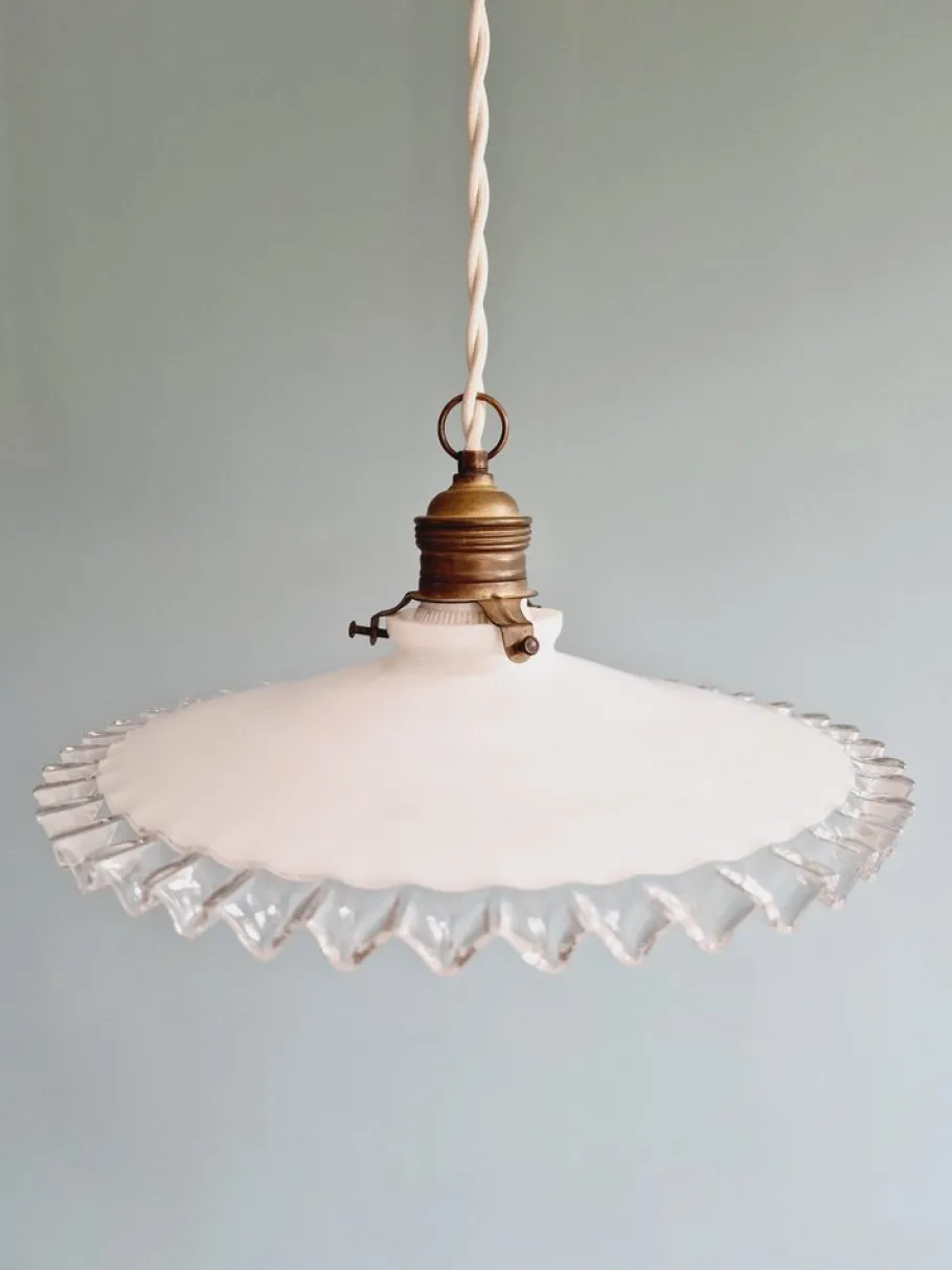 New Pamono Suspension Light in White White Opaline, 1930s