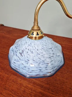 Clearance Pamono Swan Neck Wall Light in Brass and Blue Speckled Glass, 1930s