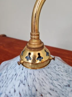 Clearance Pamono Swan Neck Wall Light in Brass and Blue Speckled Glass, 1930s