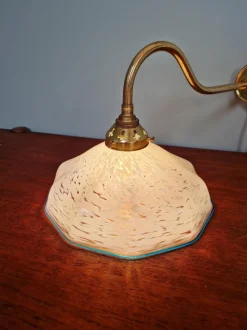 Clearance Pamono Swan Neck Wall Light in Brass and Blue Speckled Glass, 1930s
