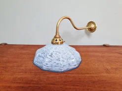 Clearance Pamono Swan Neck Wall Light in Brass and Blue Speckled Glass, 1930s