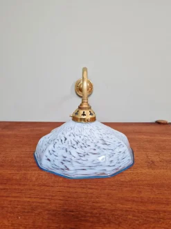 Clearance Pamono Swan Neck Wall Light in Brass and Blue Speckled Glass, 1930s